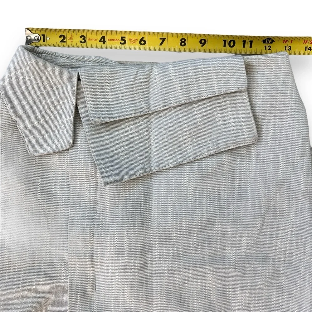 COS Knee Length Cotton Twill Gray Folded Wrap Waist Skirt